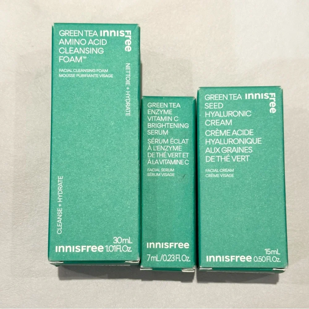 K-Beauty Innisfree‎ Green Tea Skincare Trio Three(3) Piece Set